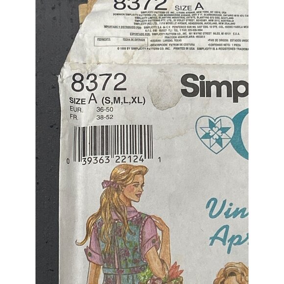 Simplicity Crafts Vintage Apron Sewing Pattern 8372 Size A S M L XL 36-52 - Picture 2 of 3